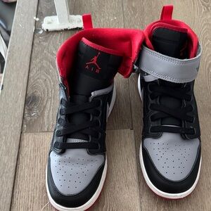 Nike Kids' High-Top Sneakers in Black, Gray & Red